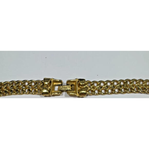 Vintage Monet Gold Tone Double Curb Link Chain Choker Necklace 17 Inch - Picture 4 of 5
